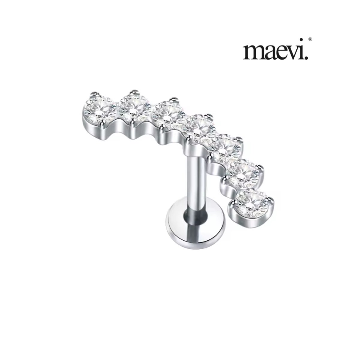 Maevi® Piercing voor Oor - Kleur: Zilver - Formaat: 12 x 6 MM - Titanium - Tragus / Kraakbeen / Helix / Conch - Oorpiercing - Piercing Sieraad - Hoge Kwaliteit - Labret Piercing - Luxe Sieraad - Oorbellen