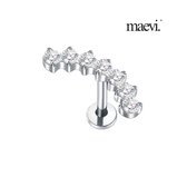 Maevi® Piercing voor Oor - Kleur: Zilver - Formaat: 12 x 6 MM - Titanium - Tragus / Kraakbeen / Helix / Conch - Oorpiercing - Piercing Sieraad - Hoge Kwaliteit - Labret Piercing - Luxe Sieraad - Oorbellen