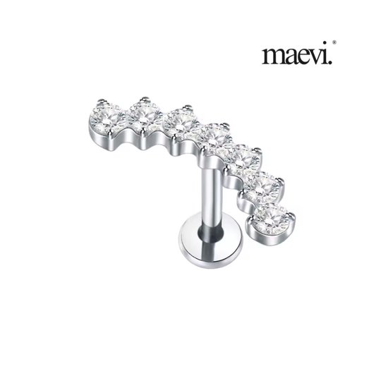 Piercing d'oreille Maevi® - Couleur : Argent - Taille : 12 x 6 MM - Titane - Tragus / Cartilage / Helix / Conque - Piercing d'oreille - Bijou de piercing - Haute qualité - Piercing labret - Bijou de Luxe - Boucles d'oreilles