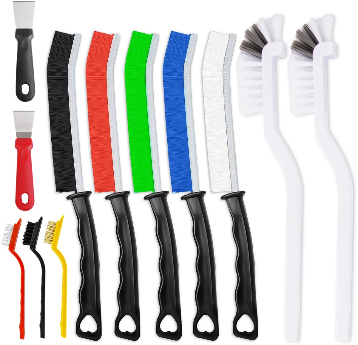Unyqoos® Uitgebreide set van 12 multifunctionele borstels voor grondige reiniging thuis