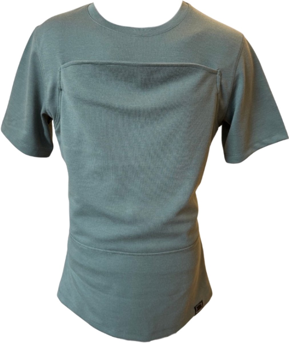 Womboo Buidelshirt - Man - Maat S - Groen / Grijs