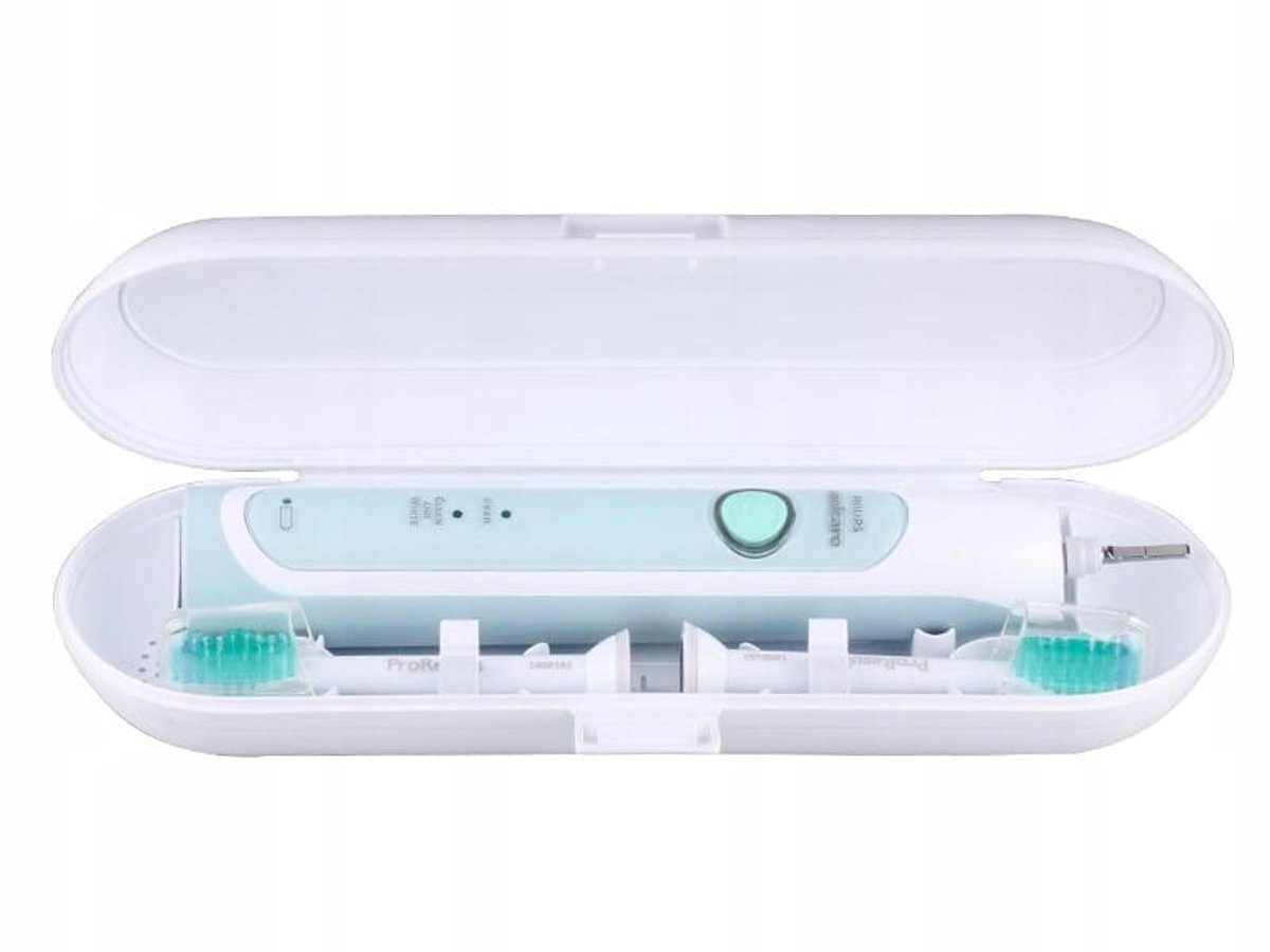Reiskoffer voor Elektrische Tandenborstel Philips Sonicare compatible - Met opbergvak voor opzetborstels - Wit