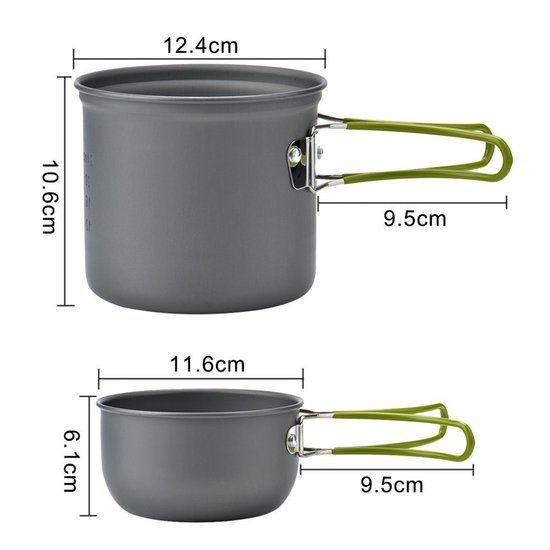 Ynkkvre - Set van camping keukengerei, 6 kamers buiten keukengerei voor camping - draagbare bestek set, campingpot met gesneden -vierde, Picnic Camping Wandeling Pan Cook Gerei, Buiten kookpannen — afbeelding 2