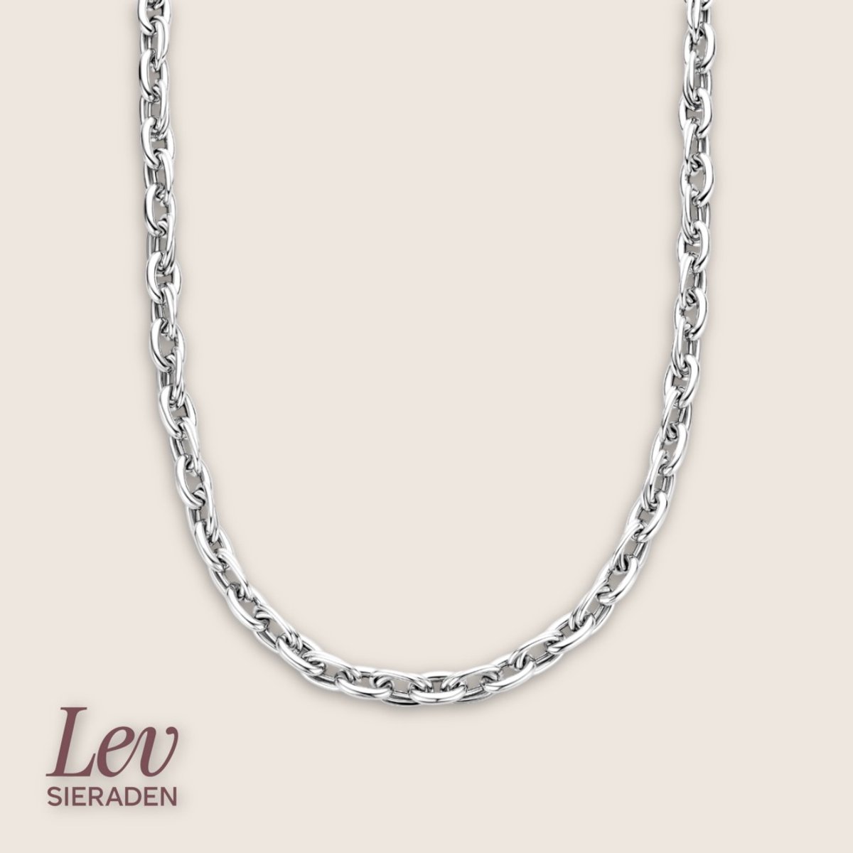 Lev Sieraden - 925 zilveren ketting 9 mm x 45 cm - Gerhodineerd 925 zilver