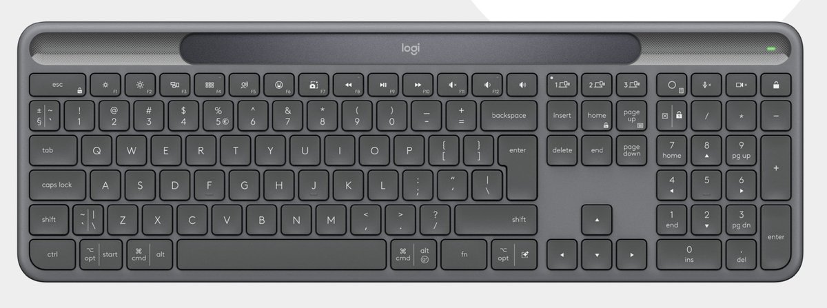 Image of Logitech Signature Slim Solar Plus - Draadloos Toetsenbord - RF + Bluetooth - Grafiet