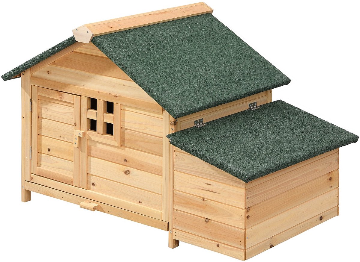 Vente-unique Kippenhok in hout met broedplaats - 2 kippen - L106 x D64 x H71 cm - Naturel - ANSER