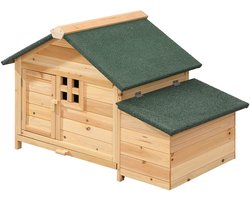 Vente-unique Kippenhok in hout met broedplaats - 2 kippen - L106 x D64 x H71 cm - Naturel - ANSER