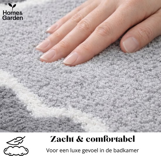 Home&Garden Luxe Badmat – Anti‑Slip – Zacht & Absorberend – 80×50 cm – Grijs – Sneldrogend – Badkamer Mat