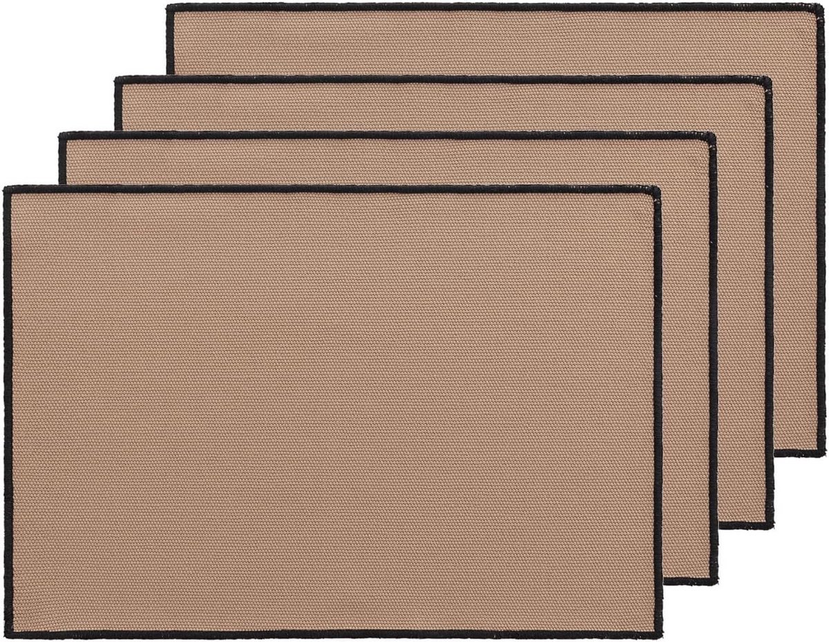 Set van 4 Rechthoekige Placemats van Katoen - Wasbaar en Hittebestendig - 35x50 cm - Taupe