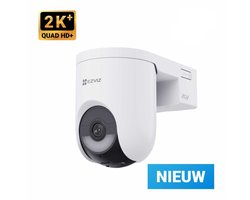EZVIZ - Caméra de sécurité extérieure sans fil HB8 Lite - caméra 2K+ - rotation panoramique et inclinaison à 360° - détection IA des personnes et véhicules - vision nocturne en couleur, alimentation par batterie, Google Assistant et IP65 - blanc