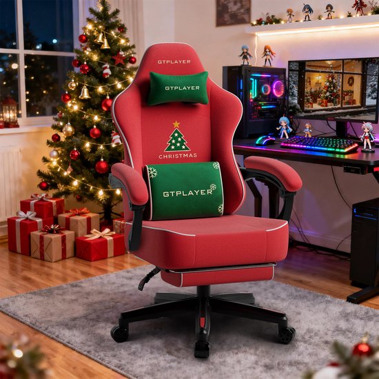 Gamingstoel met kerstmotief, gamingstoel met voetensteun, - Gamingstoel - €119,99