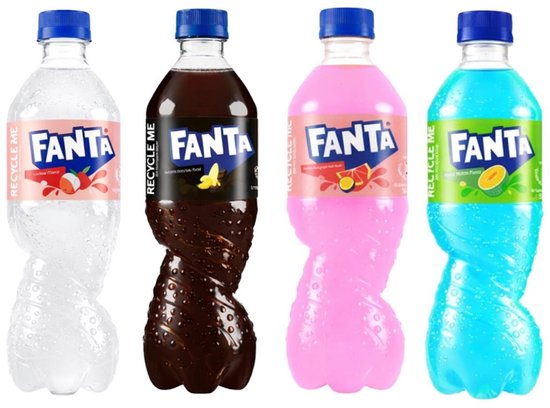 Fanta pack de dégustation Lychee + Banane Chocolat + Passion Fruit + Hami Melon 4 x 50cl