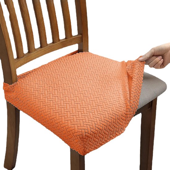 Stoelhoezen, gemaakt van spatwaterdicht polyester, eenvoudig te installeren, geschikt voor hotels, woningen, restaurants en andere gelegenheden (oranje, 4-pack).