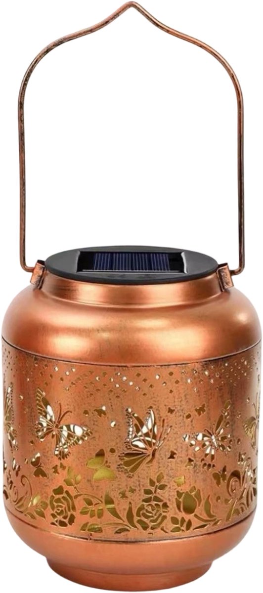 longziming -Solar LED Tuinlantaarn met Vlinderpatroon – Buitenlamp op Zonne-energie – Tuin