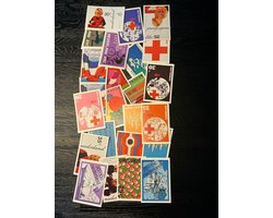 100 briefkaarten assorti met afbeeldingen Nederlandse postzegels 1948 - 1980