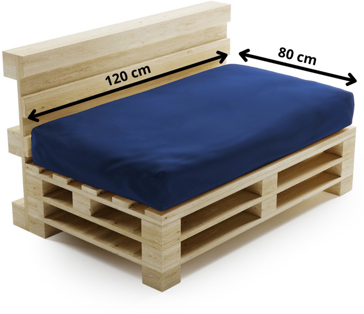 Bananair - Palletkussen - afneembare hoes - Waterbestendig Zitkussen - Tuinkussen voor Palletbank - 120x80 cm - Blauw