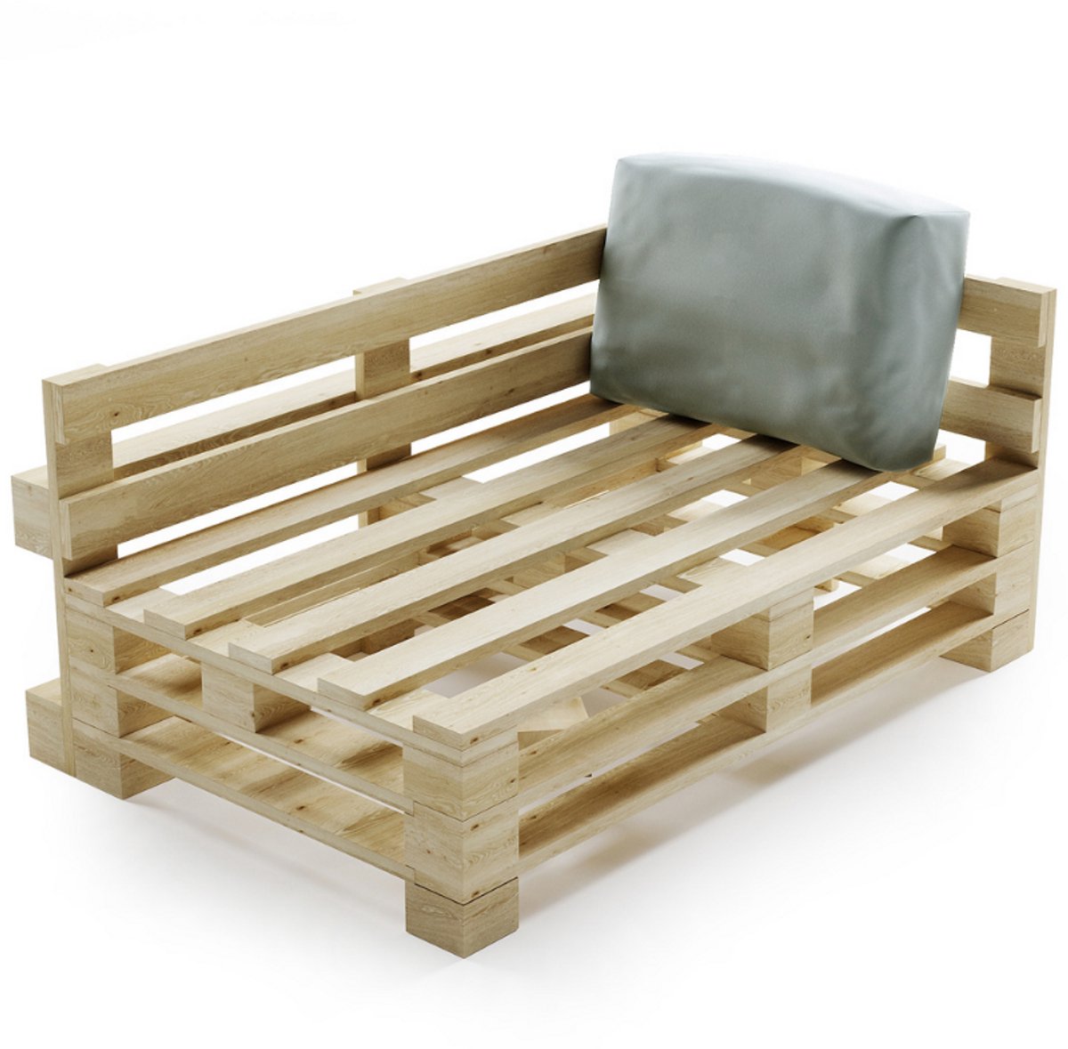 Bananair - Palletkussen - Afneembare hoes - Waterbestendig hoekkussen - Tuinkussen voor Palletbank - 60x40 cm - Lichtgrijs