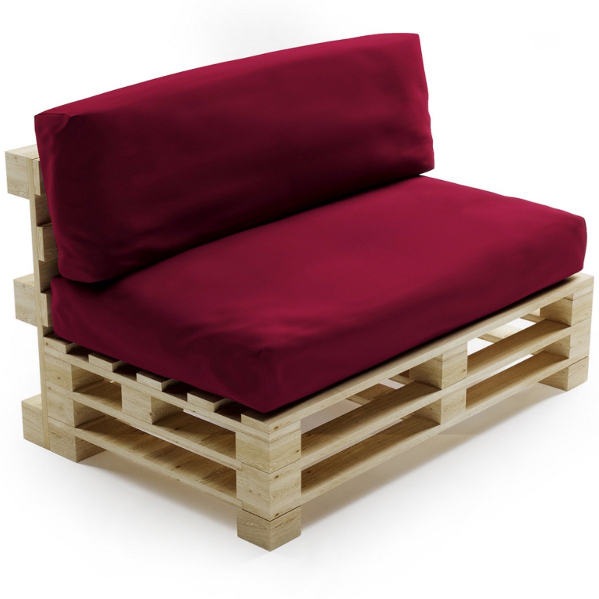 Bananair - Palletkussens Set - Afneembare hoes - Waterbestendig - Tuinkussens voor Palletbank - 1x Zitkussen 120x80x15 cm & 1x Rugkussen 120x40x15 cm - Rode