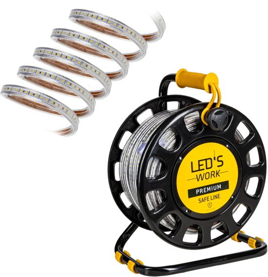 LED's Work Safeline LED Lichtslang op haspel 25m 200W 48V 20 000lm 5000K