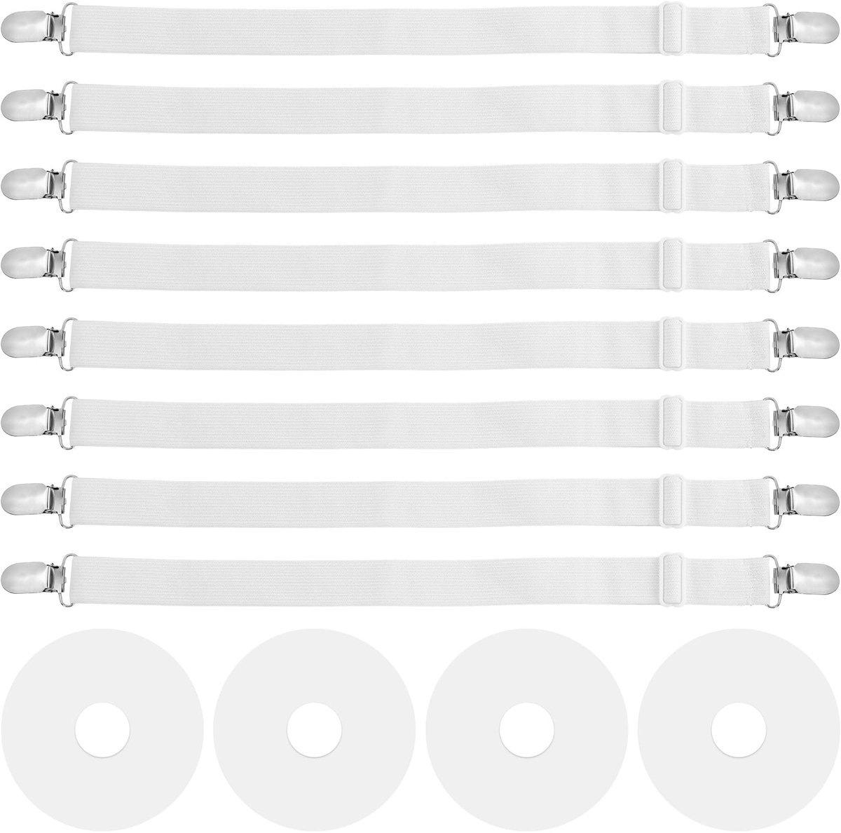 IMPERATORIS® Bedlaken Spanners - Lakenspanners - Elastische Bretels voor Hoeslaken - Verstelbaar - Voorkomt Verschuiven - verpakking van 8