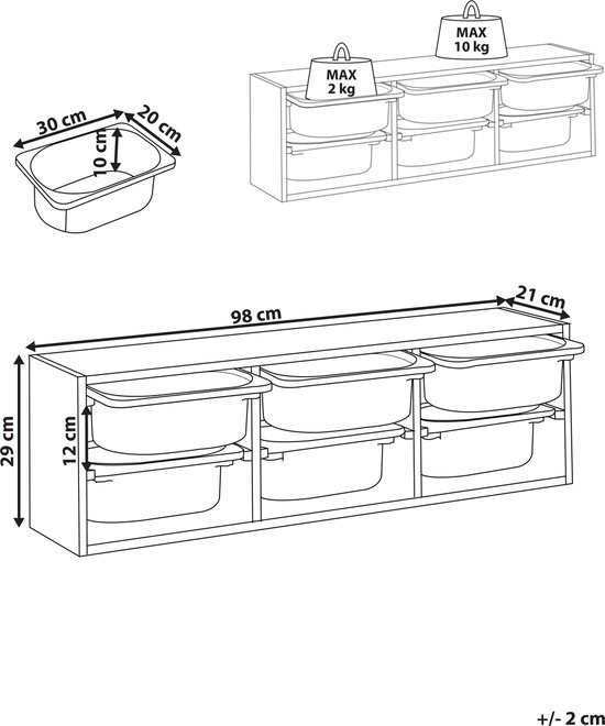 BELIANI TOBIN - Wandplank met 6 dozen - Wit - Vezelplaat