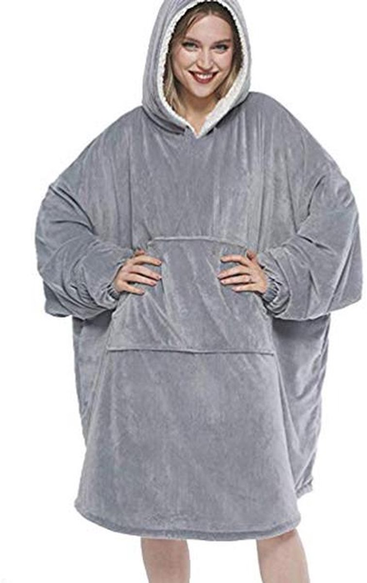 Zachte Oversized Hoodie Deken met Gigantische Zak - Warm en Draagbaar voor Volwassenen