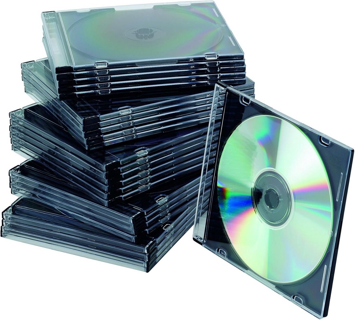 SlimCase CD Hoes voor 25 Stuks - Zwart/Transparant
