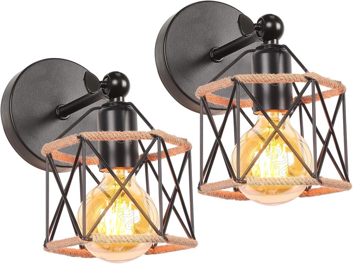 Wandlampen Vintage Industrial Zwart Verstelbare Huiskamerlamp 16CM