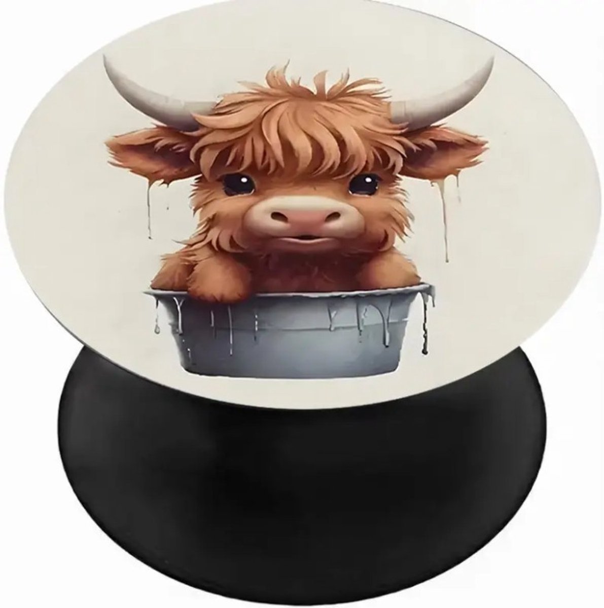 Mj Joys® - Phone Grip - Universele Verstelbare Phone Socket - Telefoonbutton - Telefoonaccessoire - Geschikt voor de meeste Smartphones en Cases - GSM Tablet Houder - Koe Stier