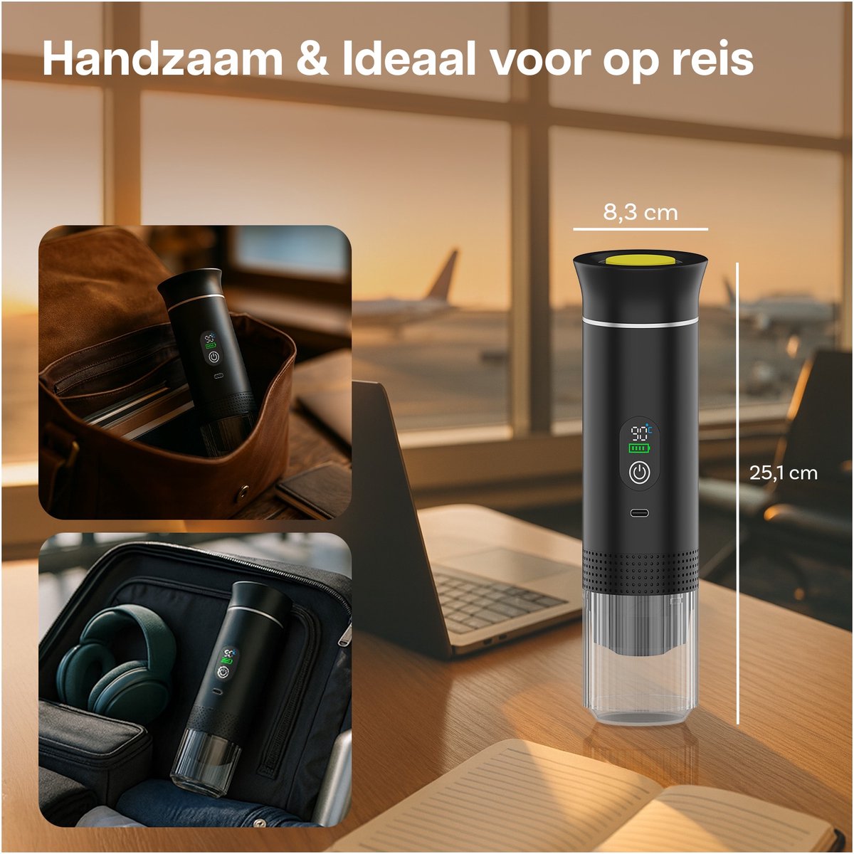 Draagbaar Koffiezetapparaat voor Onderweg van MMOBIEL - 12 Volt Portable Koffiemaker Camping- Oplaadbaar USB-C - Koffiecups & Gemalen Koffie Espresso - Lungo - Nespresso - Camping Gadget — afbeelding 6