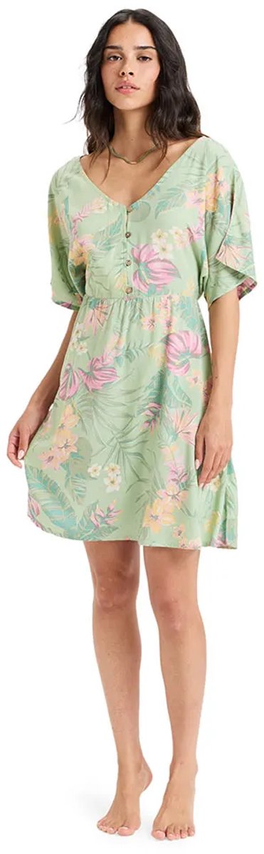 Roxy Season Of Sun Korte Jurk Met 3/4 Mouw S Vrouw Groen