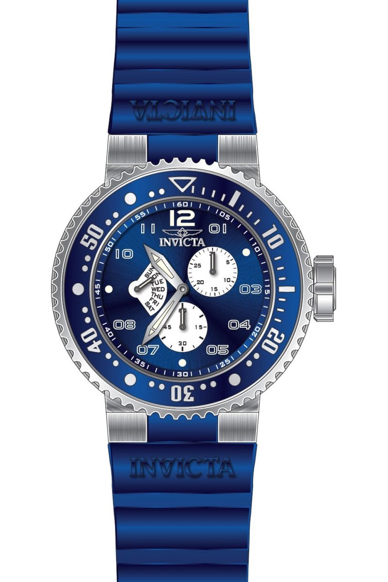 Invicta Pro Diver 49566 Heren Horloge - Waterdicht - Analoog - Quartz Uurwerk - Roestvrij Staal met blauwe Wijzerplaat - 52mm