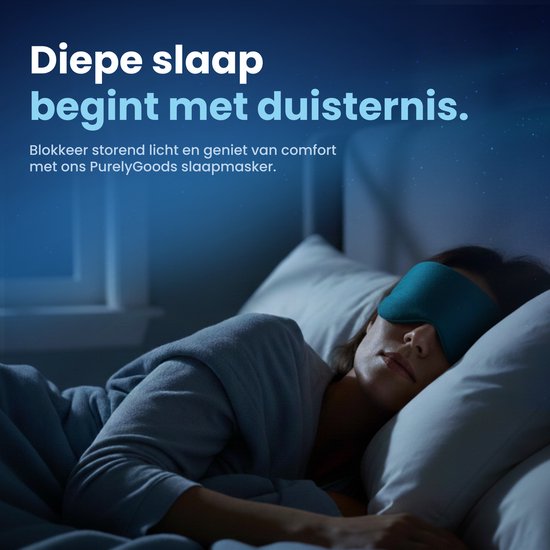 PurelyGoods® Slaapmasker - Oogmasker - Verduisterend - Mannen en Vrouwen - Katoen - Oceaan Blauw