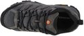 Grijze Merrell wandelschoen met veters, mesh en suède, bovenaanzicht.