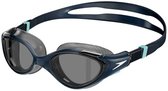 Speedo Biofuse 2.0 Zwembril Dames - Ergonomische Duikbril Volwassenen - Anti condens & UV-bescherming - Professionele Zwembril met Drukknopsluiting - Superzachte Afdichting - Blauw/Blauw