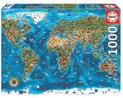 Educa - Puzzel - Wereld wonderen - wereldkaart - 1000 stukjes - Legpuzzel