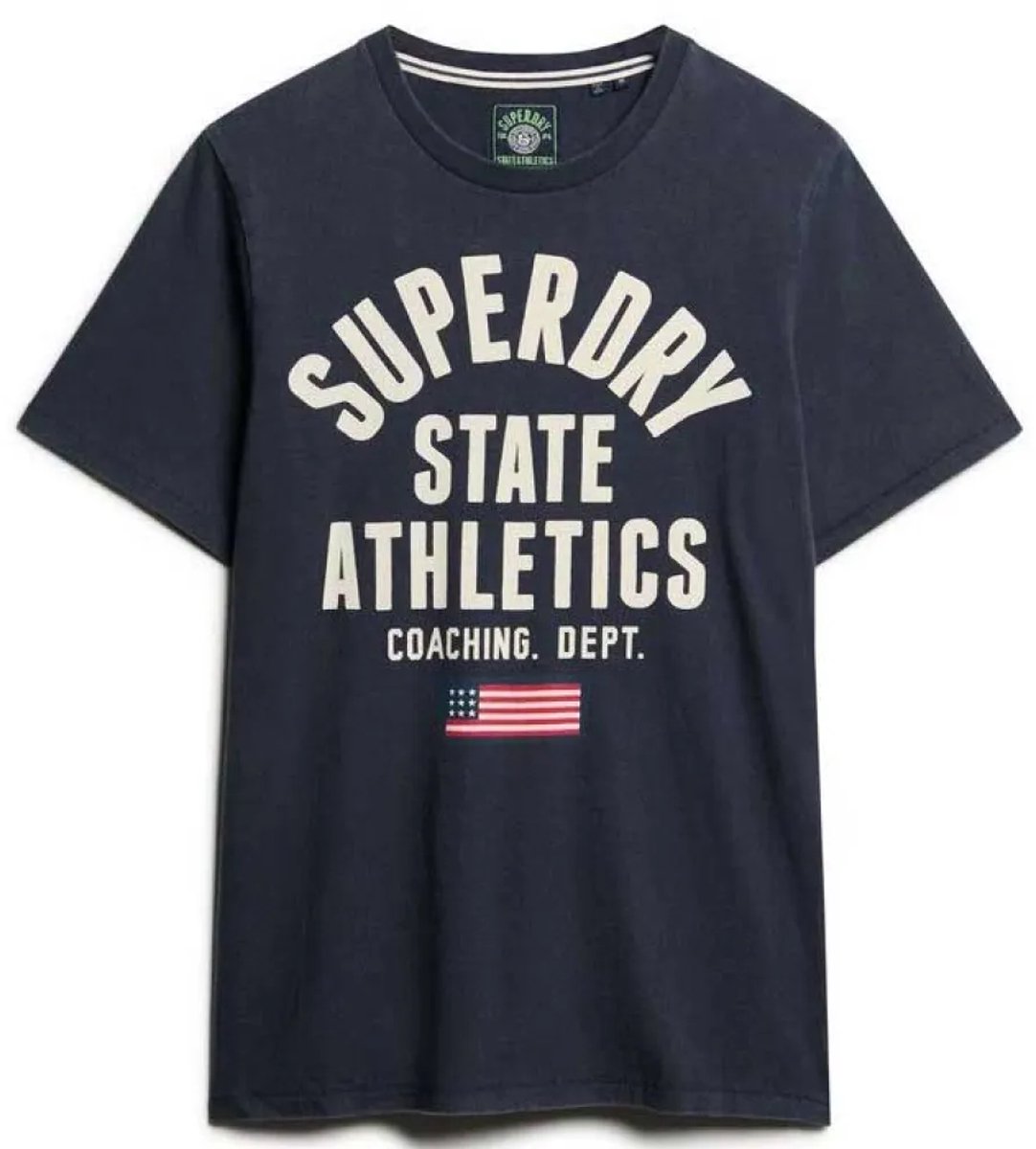 Superdry Vintage Athletic Essential Grafisch T-shirt Heren T-shirts Marineblauw