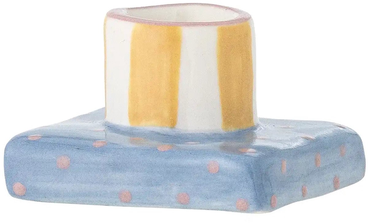 Kandelaar aardewerk blauw Tacana