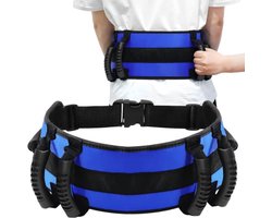 Hulpmiddel voor ouderen om op te staan ​​- Verpleegheupgordel - Transfergordel voor ouderen - Heupgordel met 6 handvatten - Loopgordel voor ouderen - Looptraining - Blauw