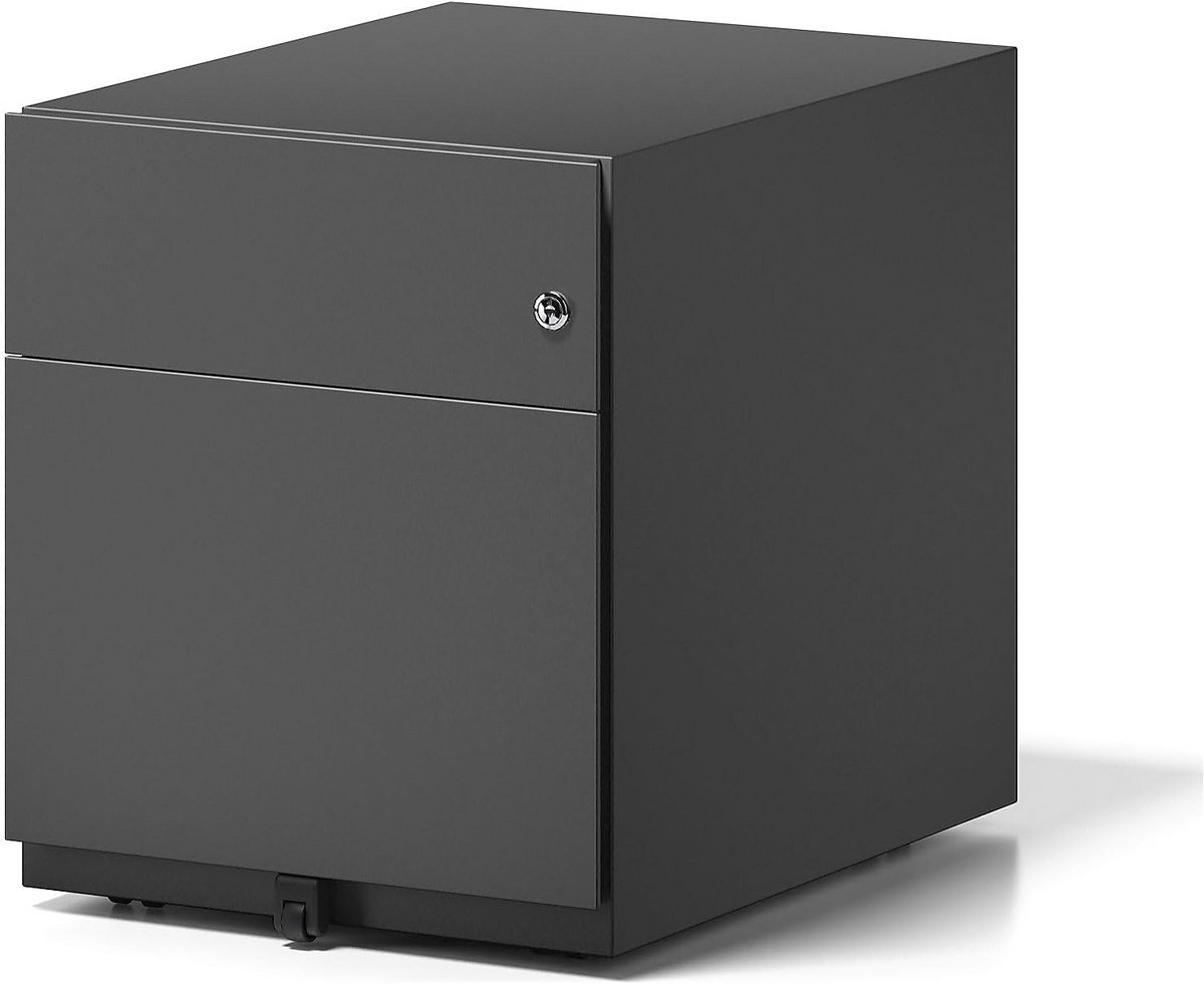 Rolcontainer met Handgreep - Universele Lade en HR-Lade - Metaal Zwart (56,5 x 42 x 49,5 cm)