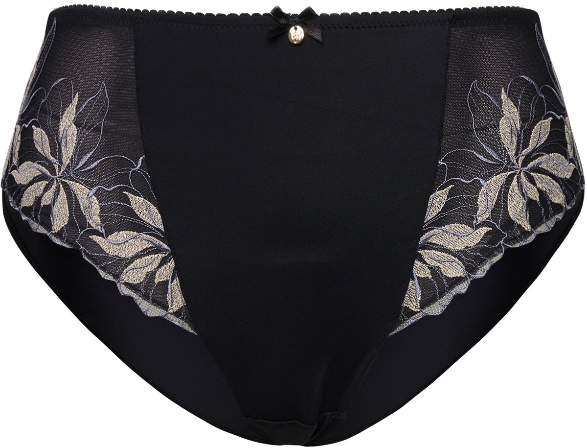 TruYou - Dames - Midi-slip bloemenborduursel microvezels - Zwart - Maat 58+