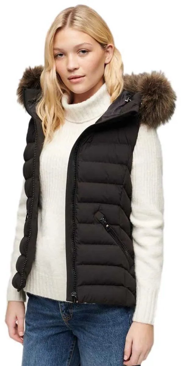Superdry Fuji Faux Fur Vest S Vrouw Zwart