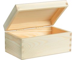 LAUBLUST Kleine houten kist met deksel - 20x15x10cm, naturel, FSC® - Multifunctionele doos zonder handgrepen - Opbergdoos | Geheugenbox | Ambachtelijke en geschenkdoos