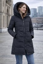 Versano Ladies N Dames Parka 3 kwart lange Winterjas M - Gevoerde Warme Winterjas - Gewatteerd - Volwassenen - Zwart