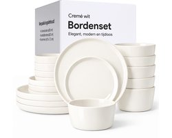 Luft Serviesset 6 Persoons - Restaurant Bordenset - Kommen - Eetborden - Modern - Massief Aardewerk, Keramiek - Creme/beige/wit - 18 delig