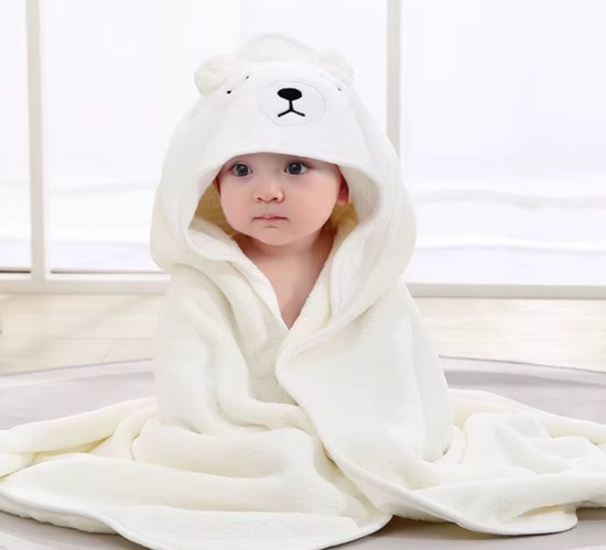 ÜneeQbaby Hands-Free Baby and Kids Bath Towel, 100% Cotton, Hooded Bath Towel for Safe Babies, Boys and Girls, Bathing Time (Rainbow