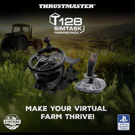 Thrustmaster Simtask Farming Pack PS - 3 producten : T128-Racestuur met pedalen, Bevestigingssysteem en FarmStick-Joystick - voor PS5 en PC van Merkloos — afbeelding 3