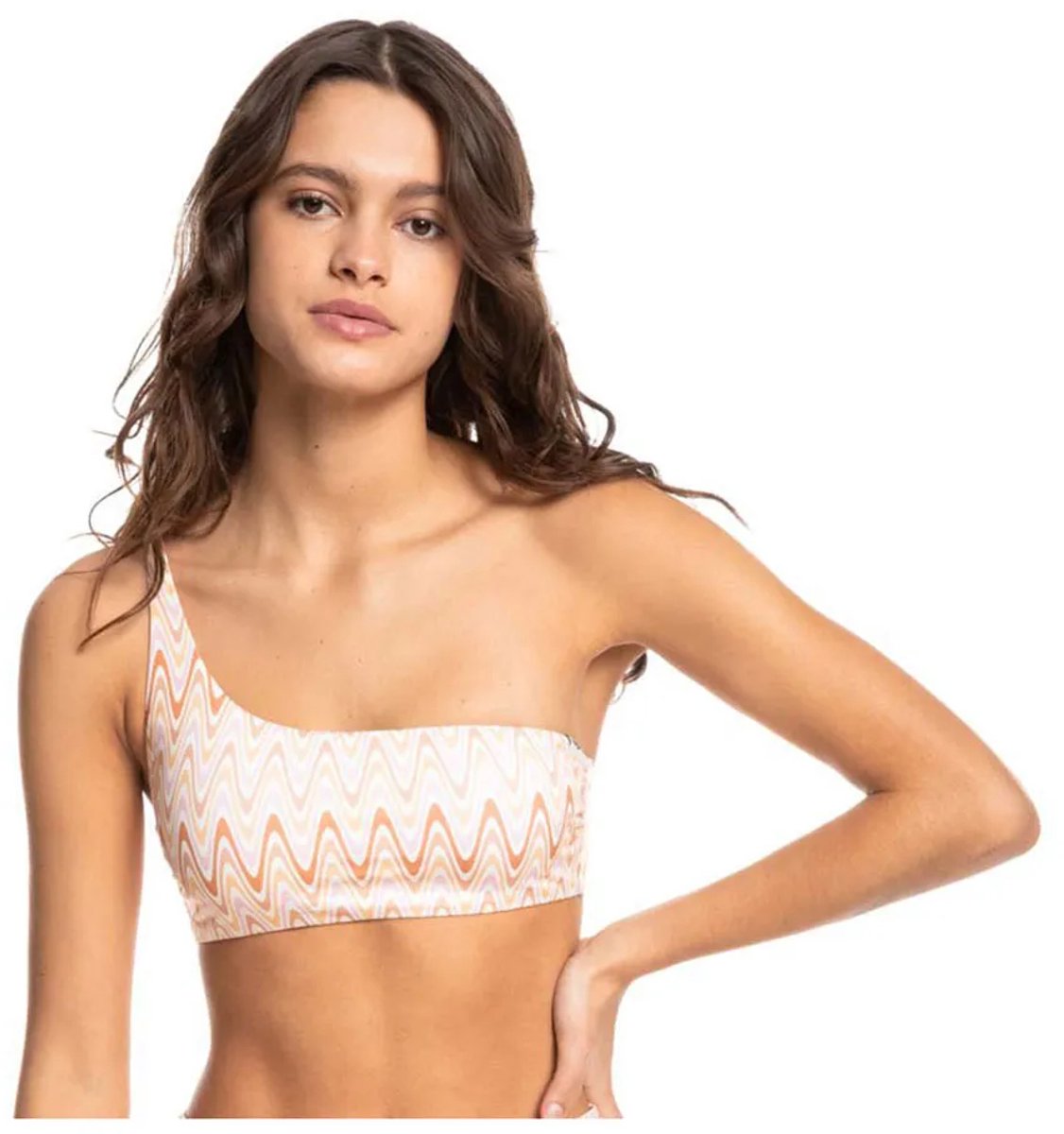 Quiksilver Classic One Shoulder Aop Bikinitop XL Vrouw Cosmic Ripples Bleached Mauve