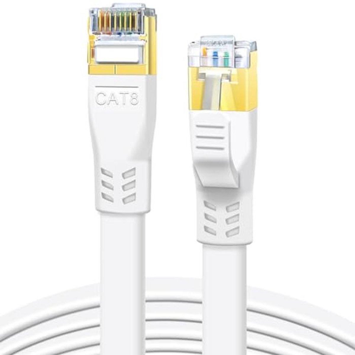 CAT8 Ethernet Kabel – Hoge Snelheids 40Gbps Netwerkkabel voor Gaming en Modem (0.5m, Wit)