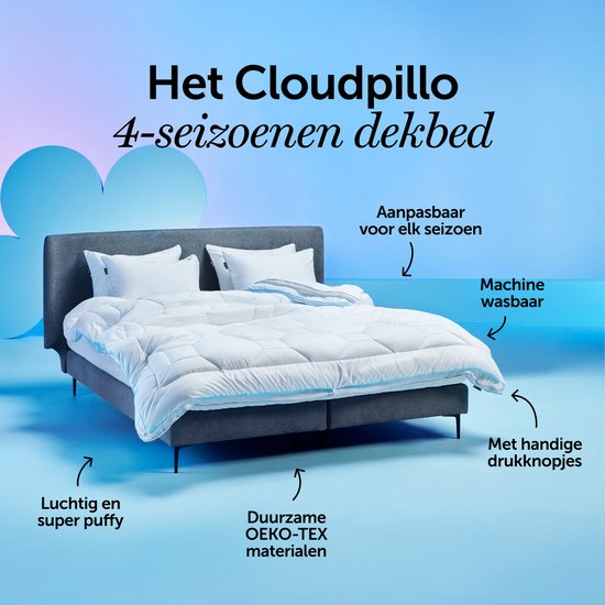 Cloudpillo 4-Season Duvet - Optimal Sleeping Comfort - Airy & Breathable - Anti-Mite Dust - Innovative Airflow Technology - White - 155x220 cm - Hypoallergenic - Double Duvet